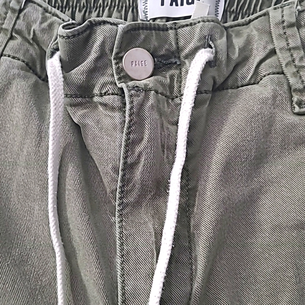 Paige Olive Green Jogger Pants Size 26 Stretch Tapered Casual Loungecore Y2K - Picture 6 of 15